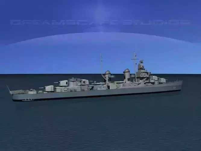 Fletcher Class Destroyer DD-574 USS John Rogers 3D model