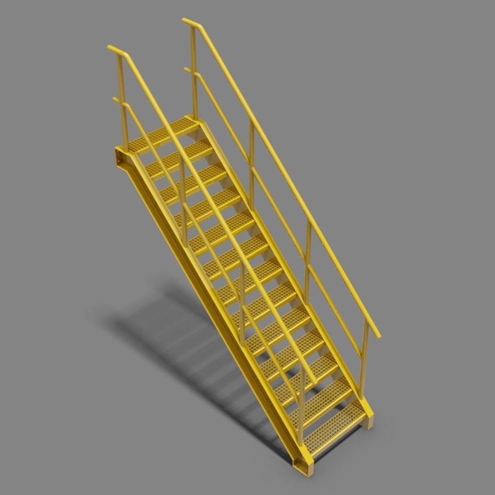 Factory stairs - parametric 3D model_4