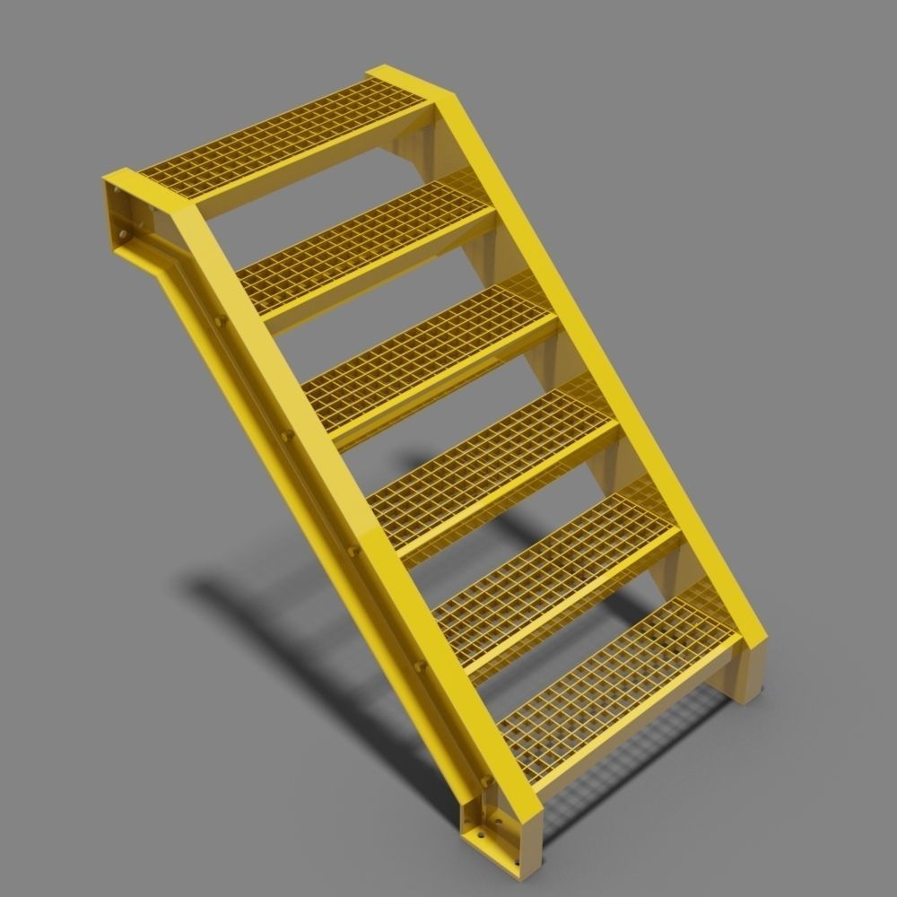 Factory stairs - parametric 3D model_3