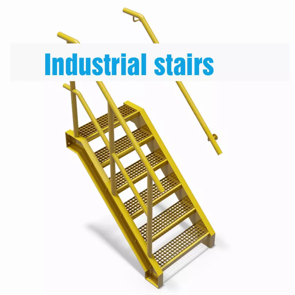 Factory stairs - parametric 3D model_0