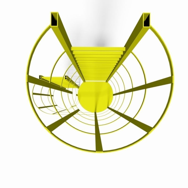 Double safety cage ladder 3D model_9