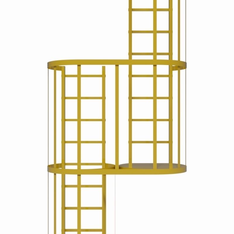 Double safety cage ladder 3D model_4