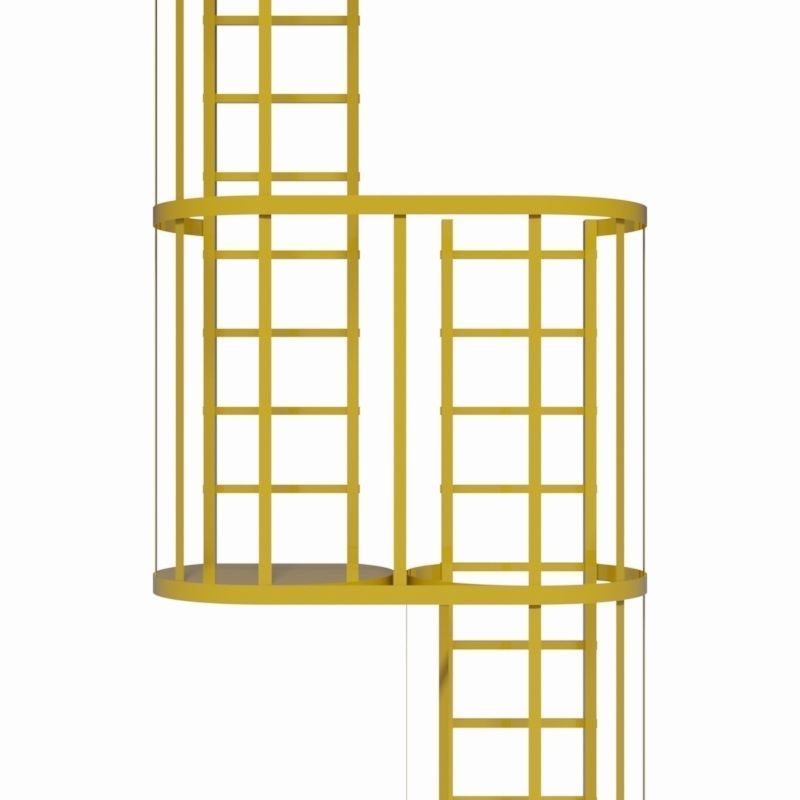 Double safety cage ladder 3D model_5