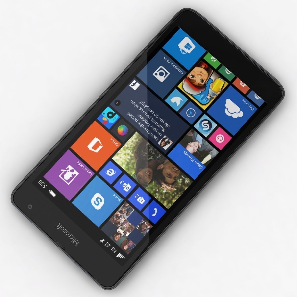 Microsoft Lumia 535 and Dual SIM Gray Low-poly 3D model_6