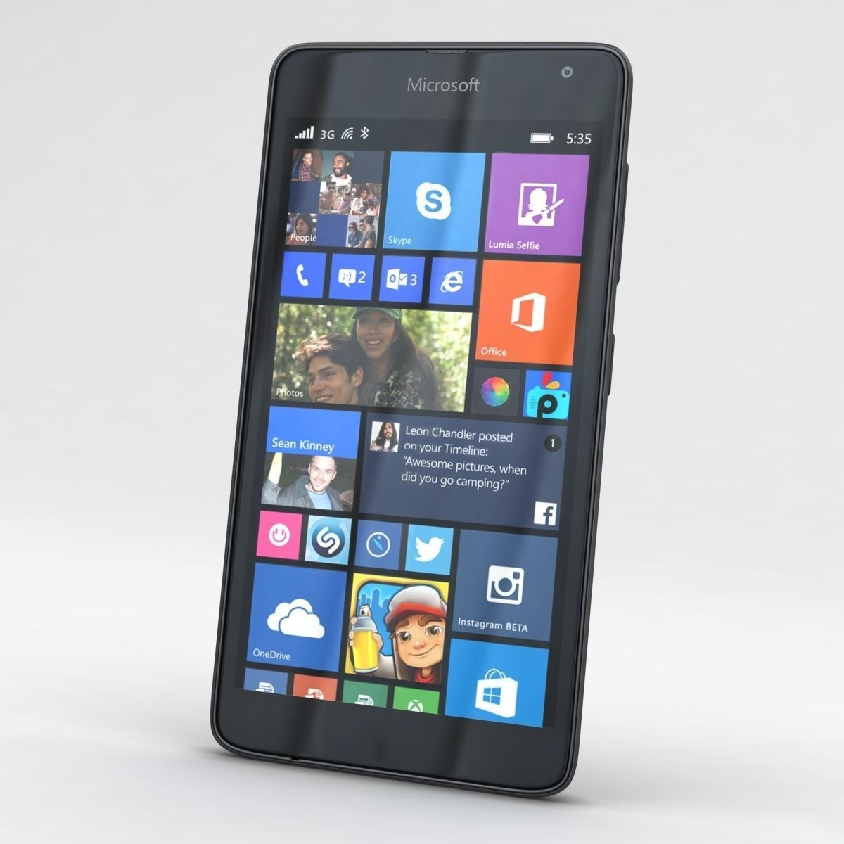Microsoft Lumia 535 and Dual SIM Gray Low-poly 3D model_1