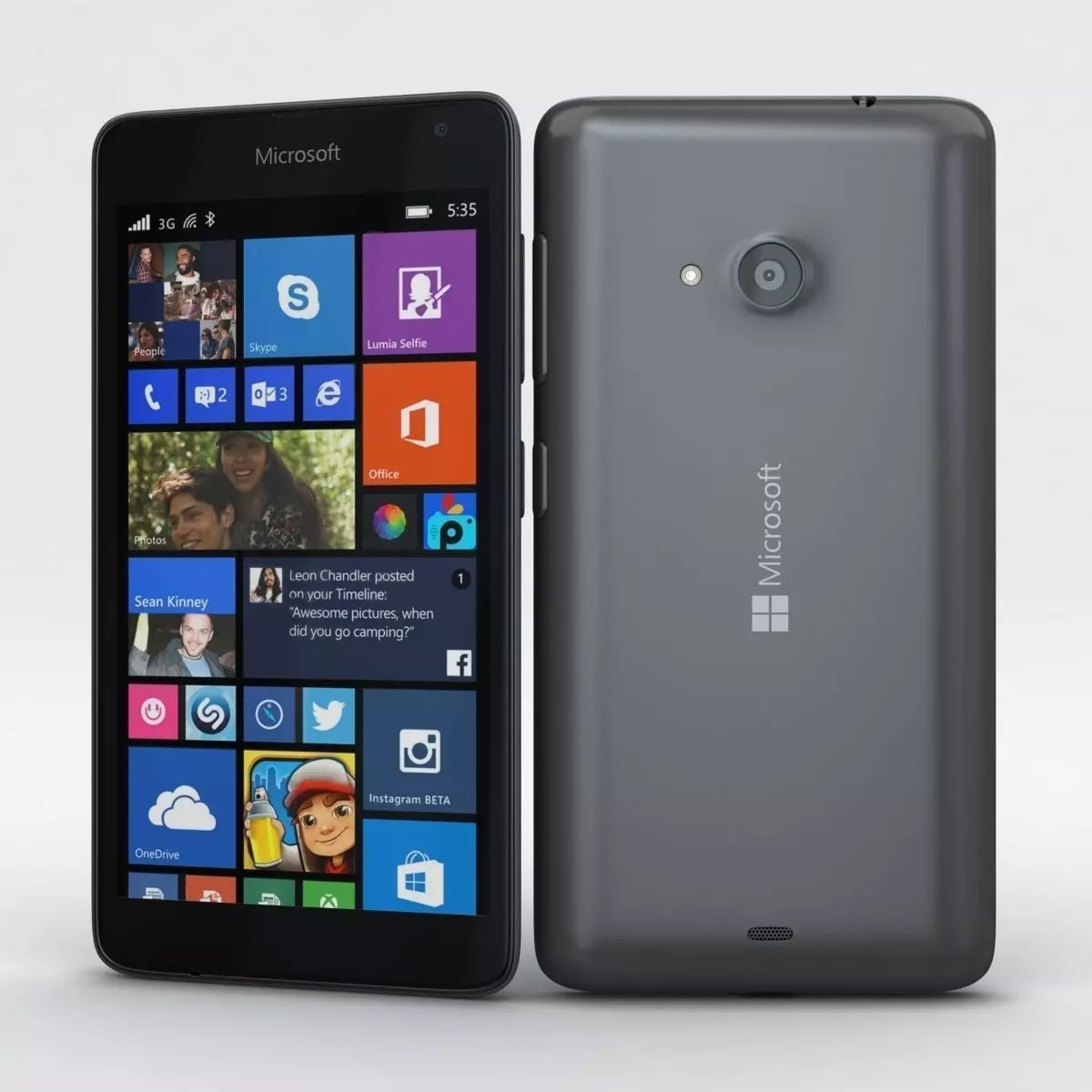 Microsoft Lumia 535 and Dual SIM Gray Low-poly 3D model_0