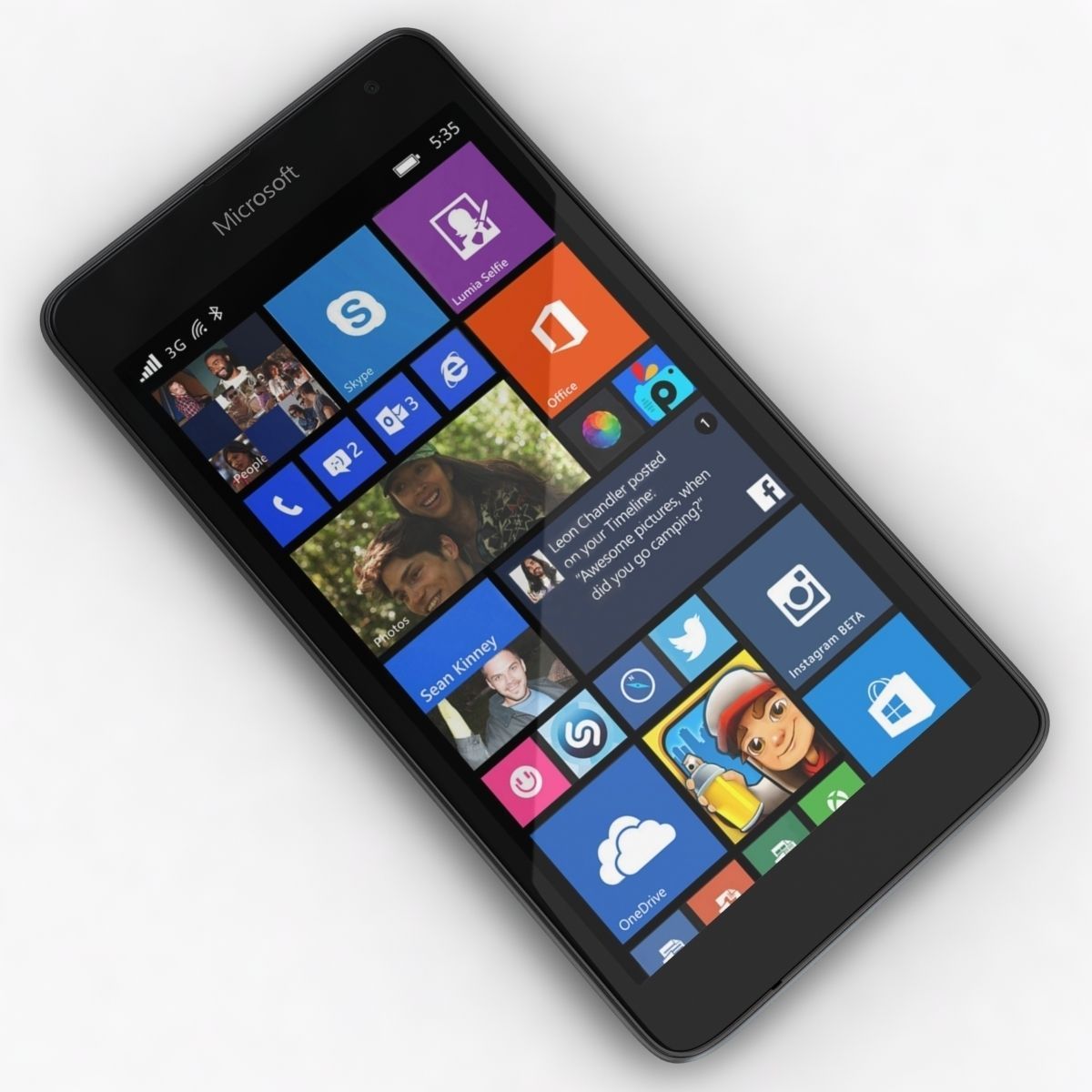 Microsoft Lumia 535 and Dual SIM Gray Low-poly 3D model_5