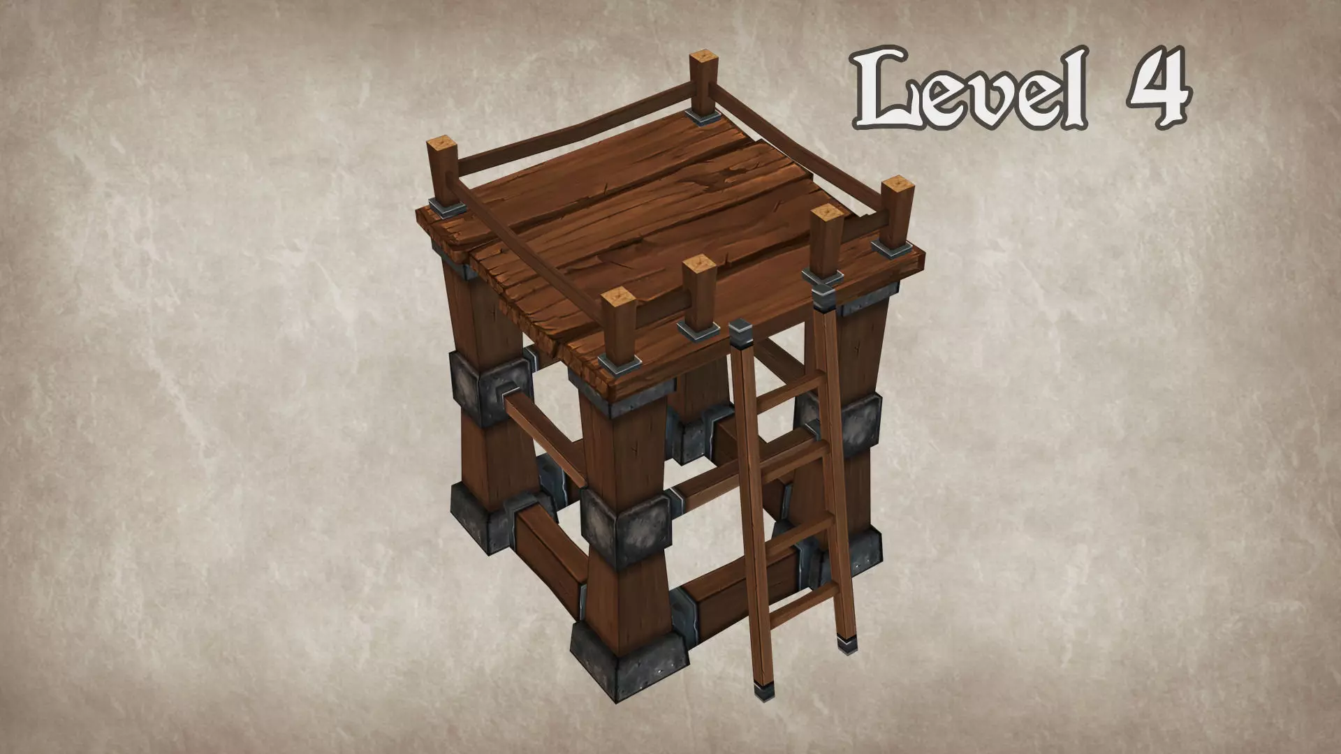 Wood Tower Lvl 4 Low-poly 3D model_0