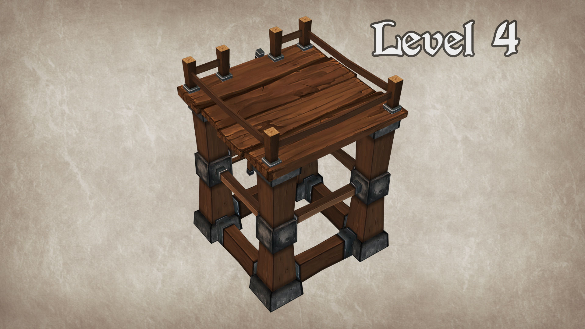 Wood Tower Lvl 4 Low-poly 3D model_2