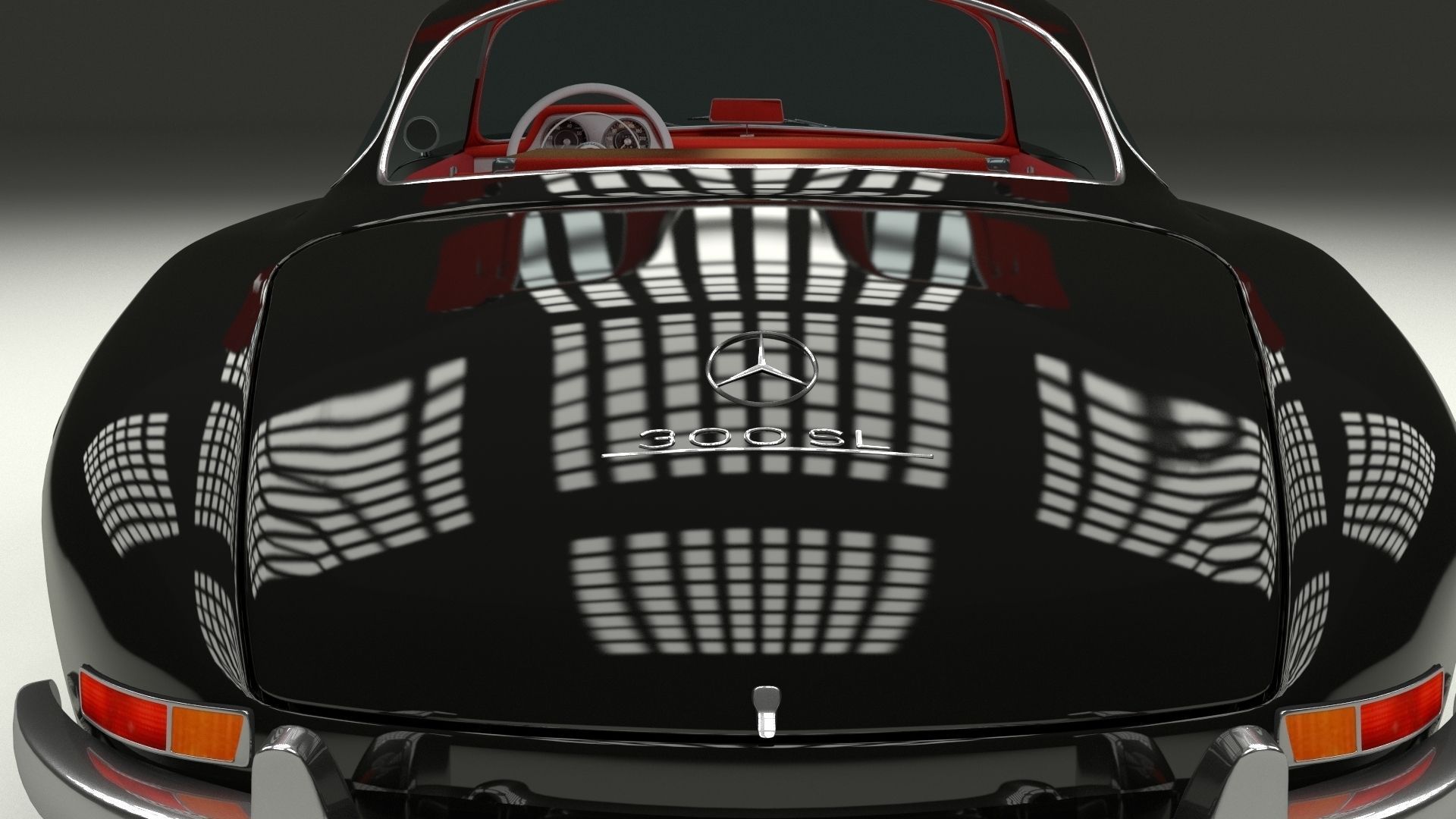 Rigged Mercedes 300SL Gullwing with Interior 3D model_9