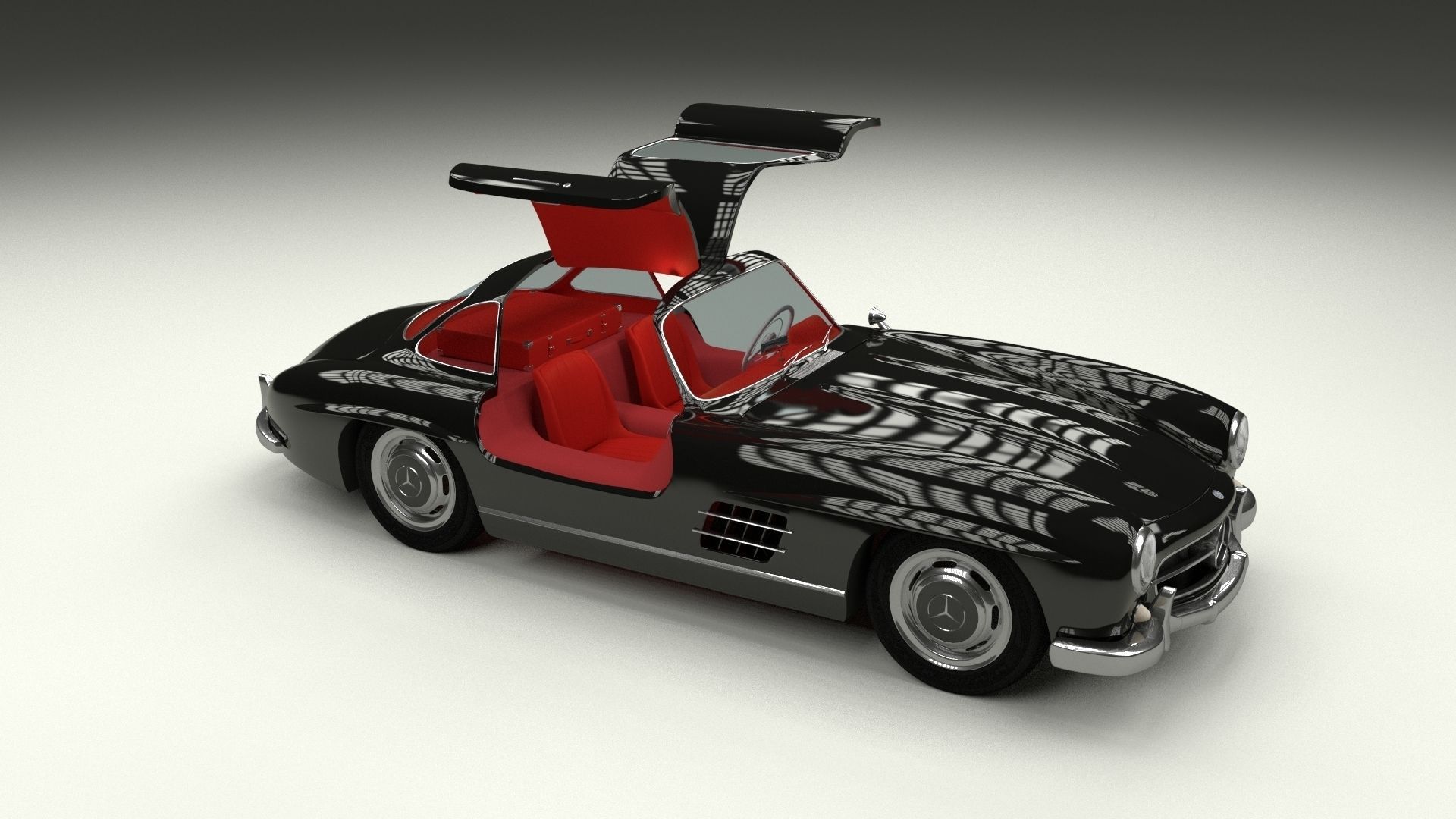 Rigged Mercedes 300SL Gullwing with Interior 3D model_18