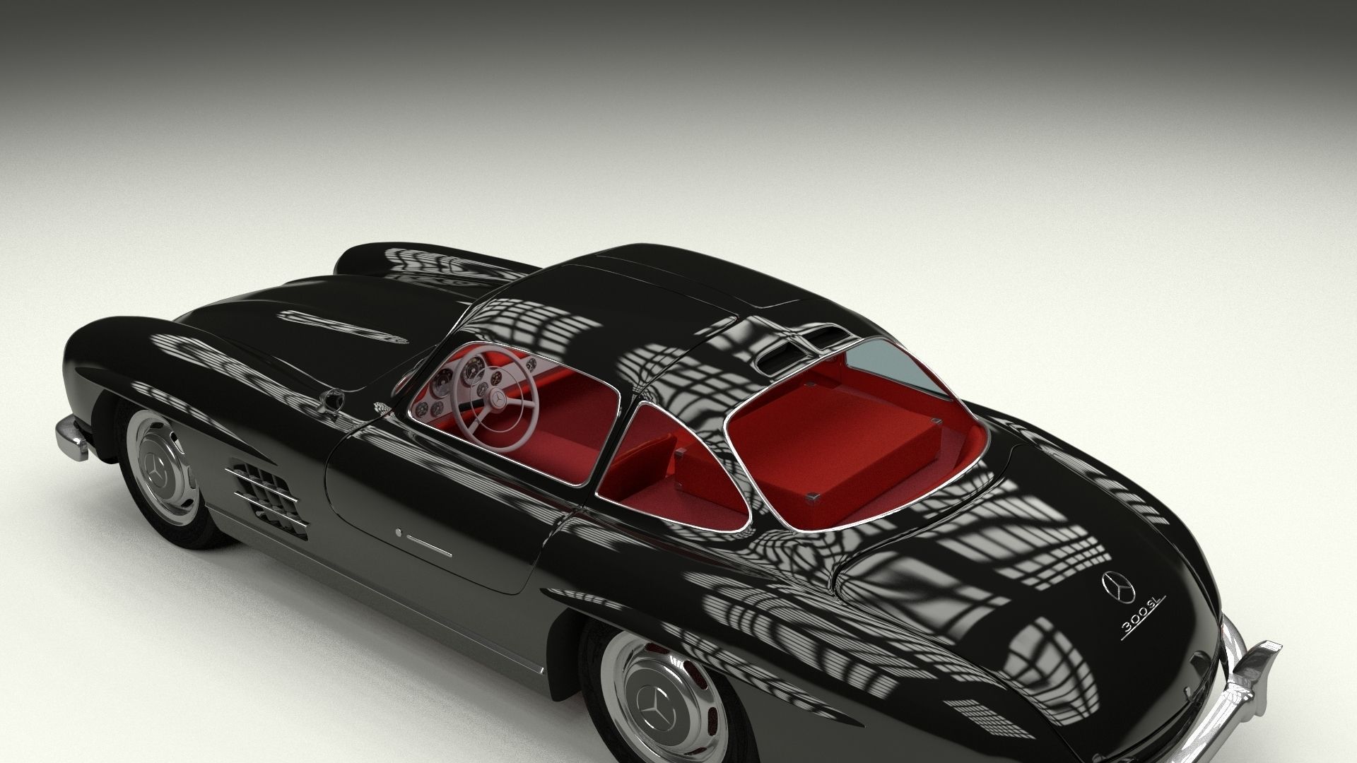 Rigged Mercedes 300SL Gullwing with Interior 3D model_3