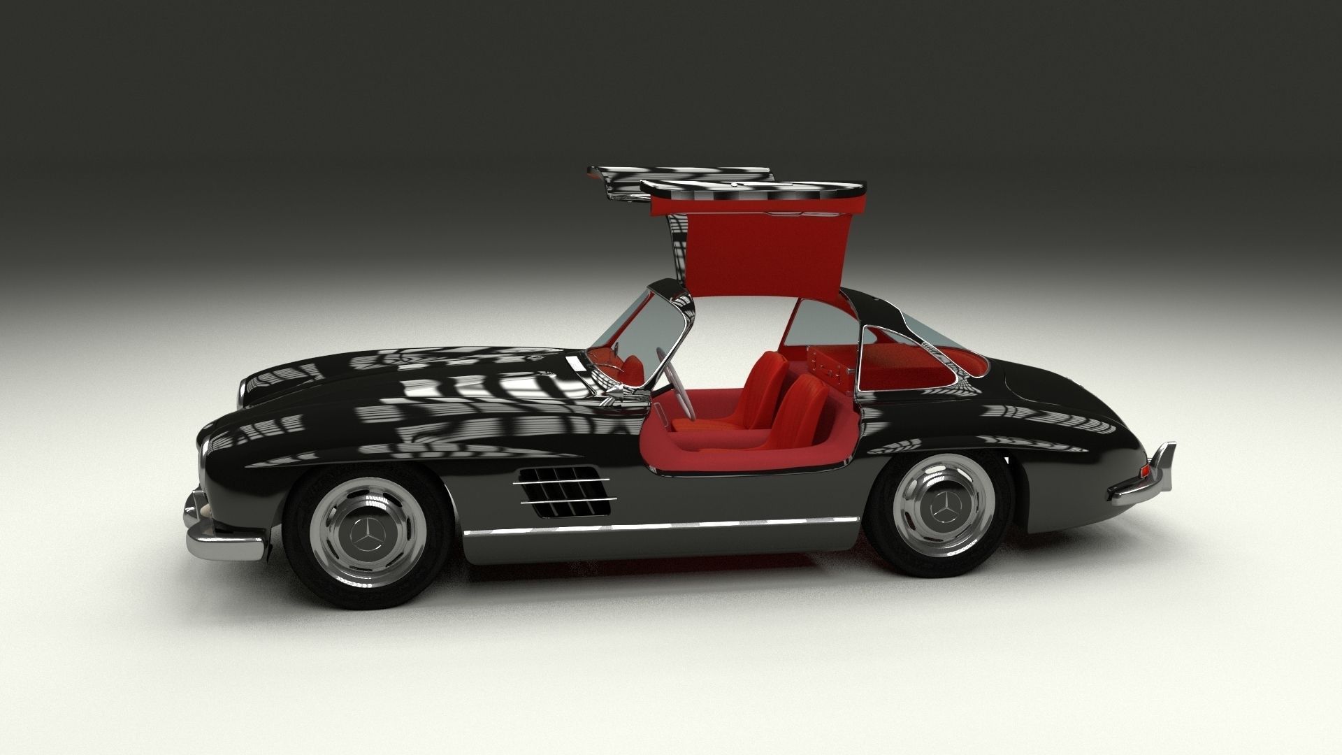 Rigged Mercedes 300SL Gullwing with Interior 3D model_1