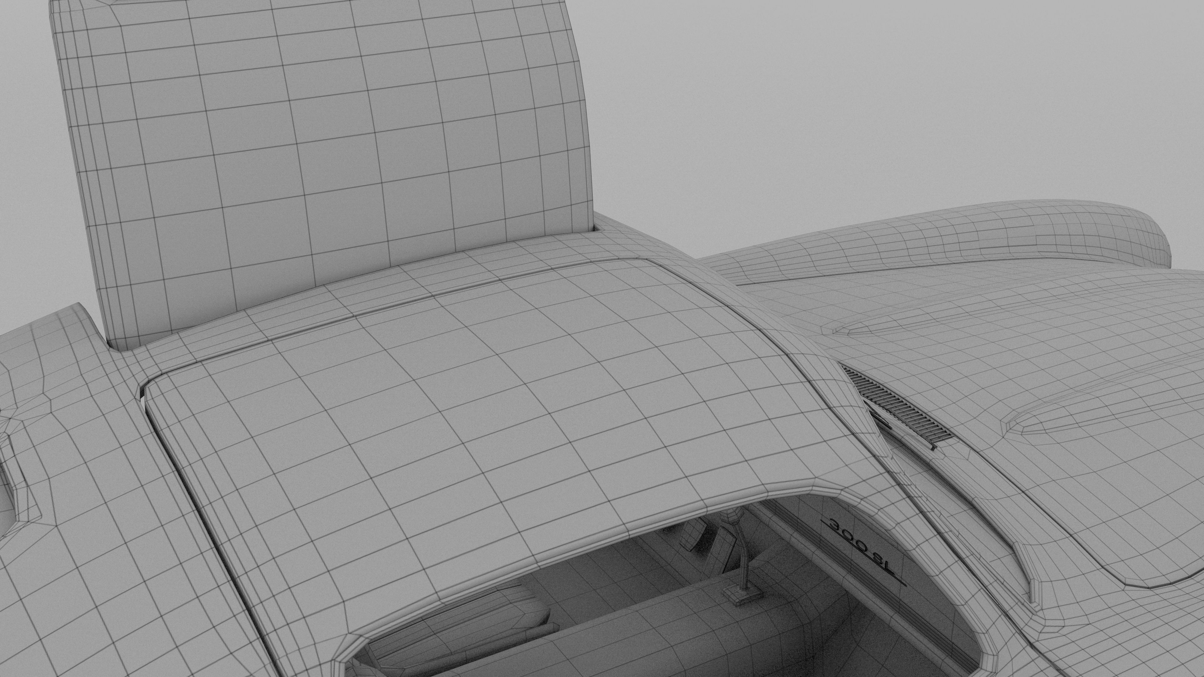 Rigged Mercedes 300SL Gullwing with Interior 3D model_29