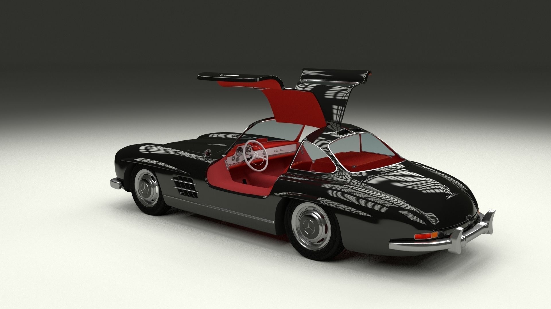 Rigged Mercedes 300SL Gullwing with Interior 3D model_23