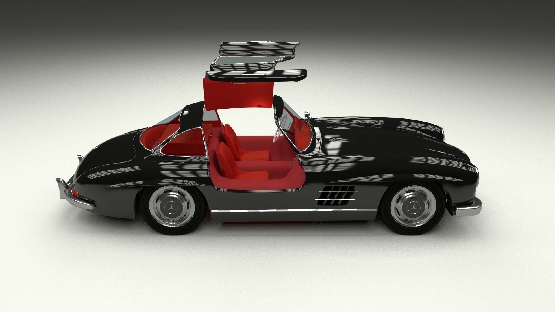 Rigged Mercedes 300SL Gullwing with Interior 3D model_11