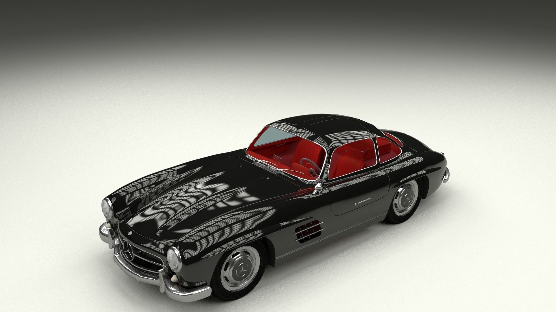 Rigged Mercedes 300SL Gullwing with Interior 3D model_13