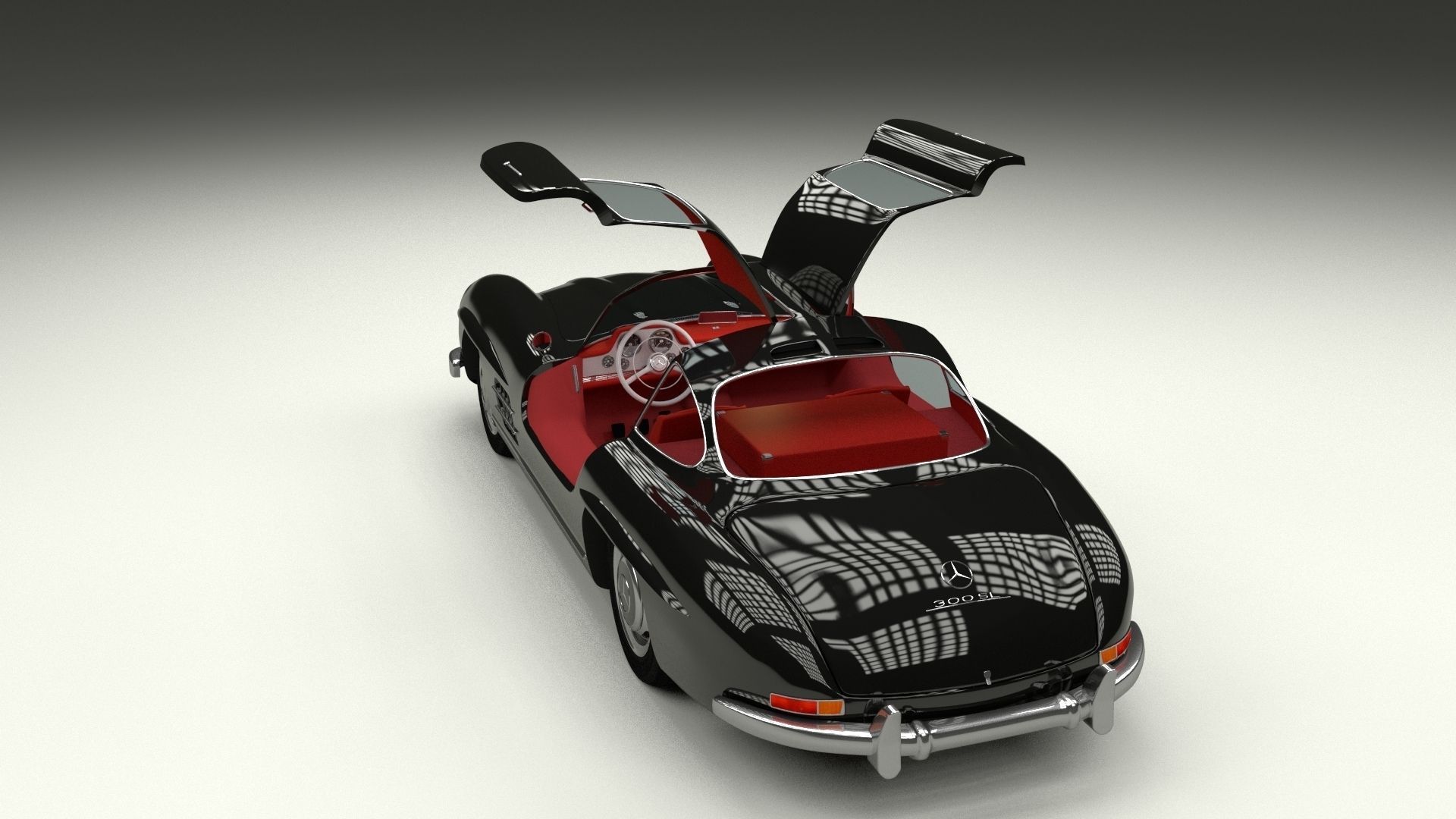 Rigged Mercedes 300SL Gullwing with Interior 3D model_19