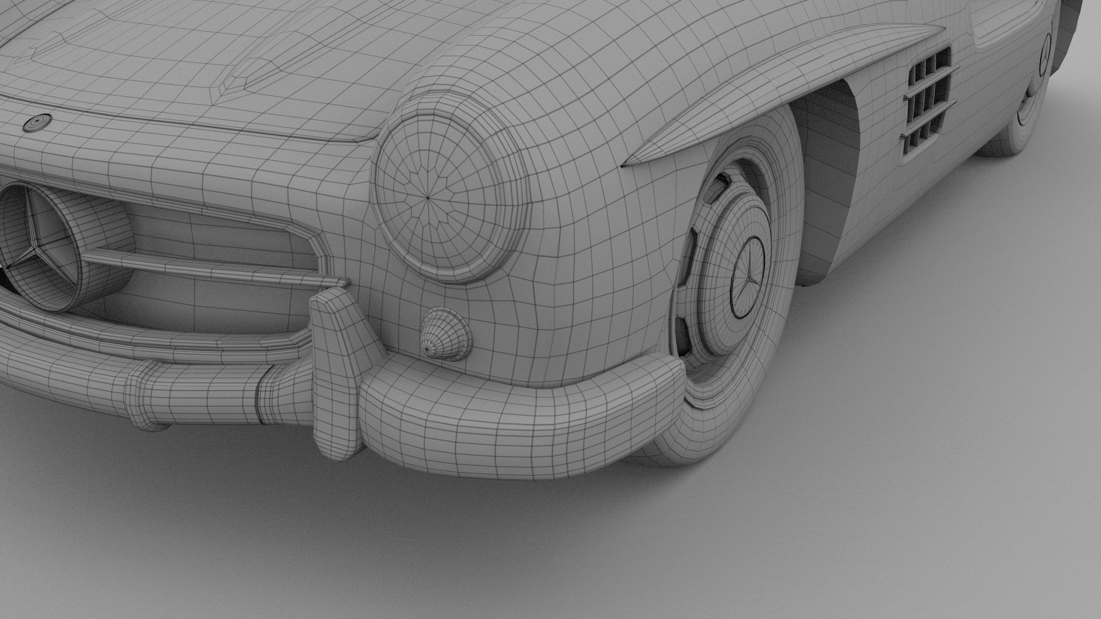 Rigged Mercedes 300SL Gullwing with Interior 3D model_35