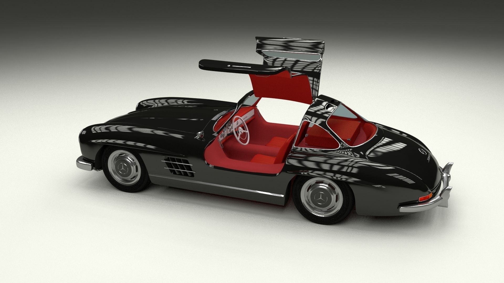 Rigged Mercedes 300SL Gullwing with Interior 3D model_24