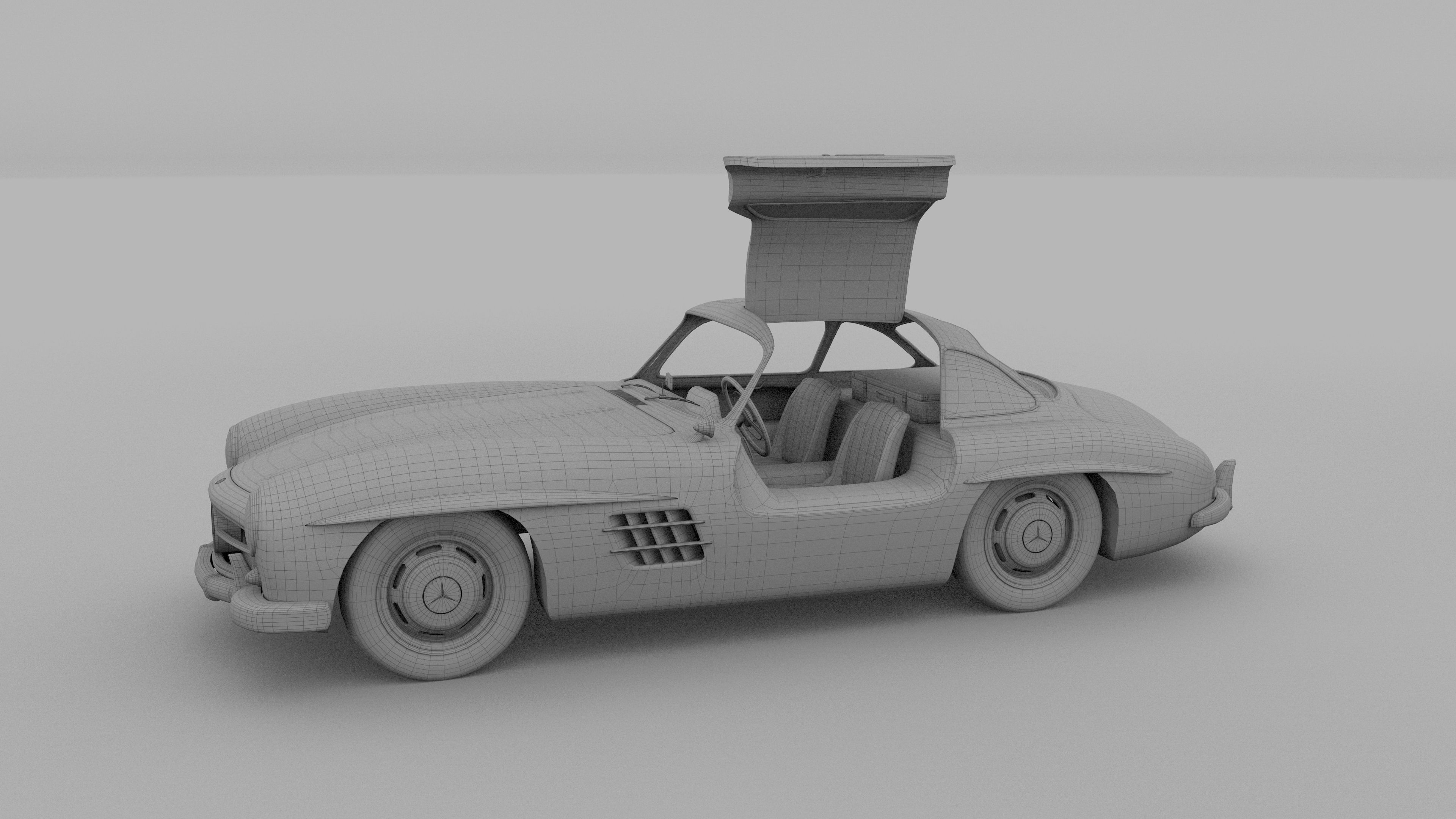 Rigged Mercedes 300SL Gullwing with Interior 3D model_40