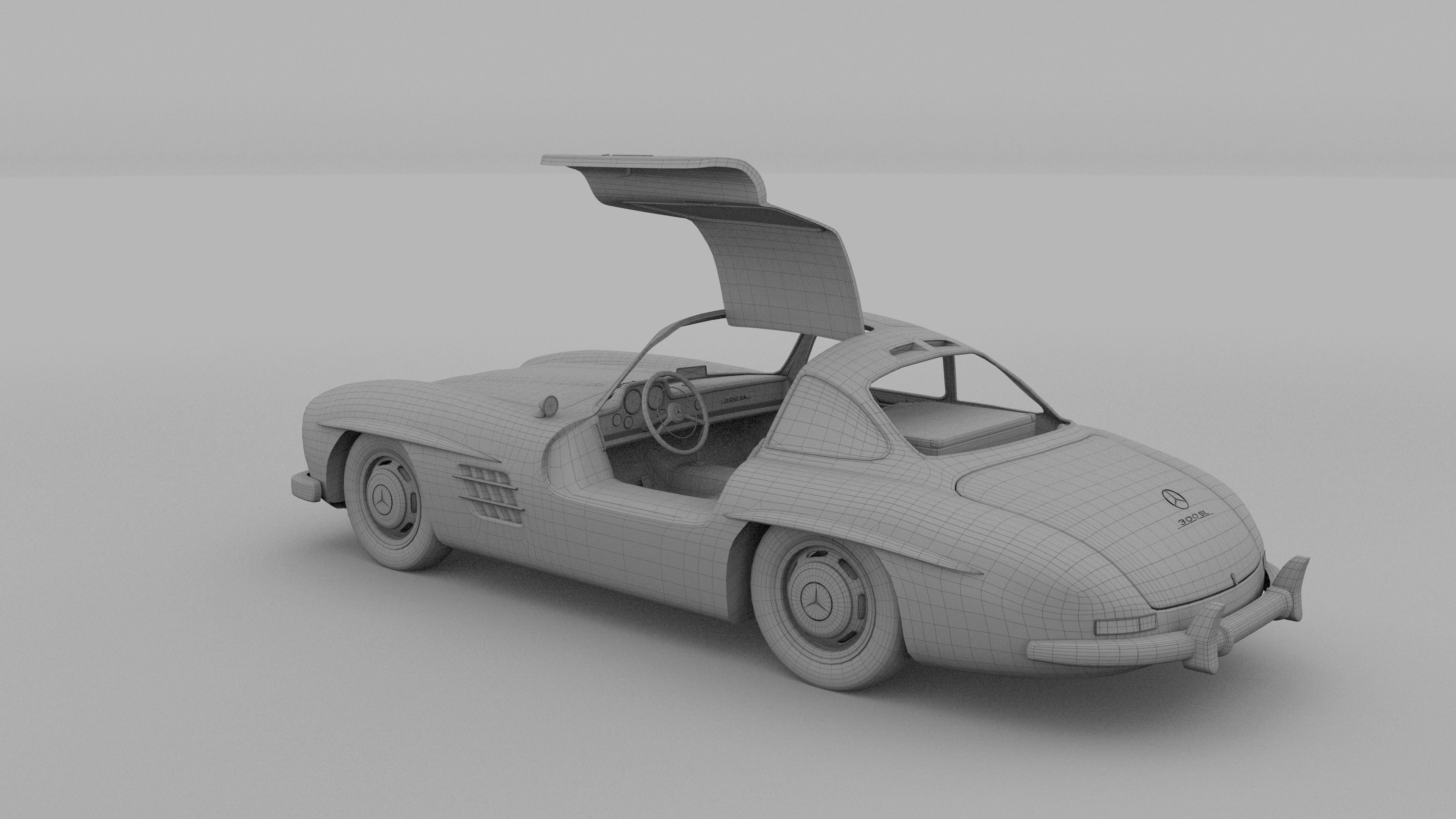 Rigged Mercedes 300SL Gullwing with Interior 3D model_33