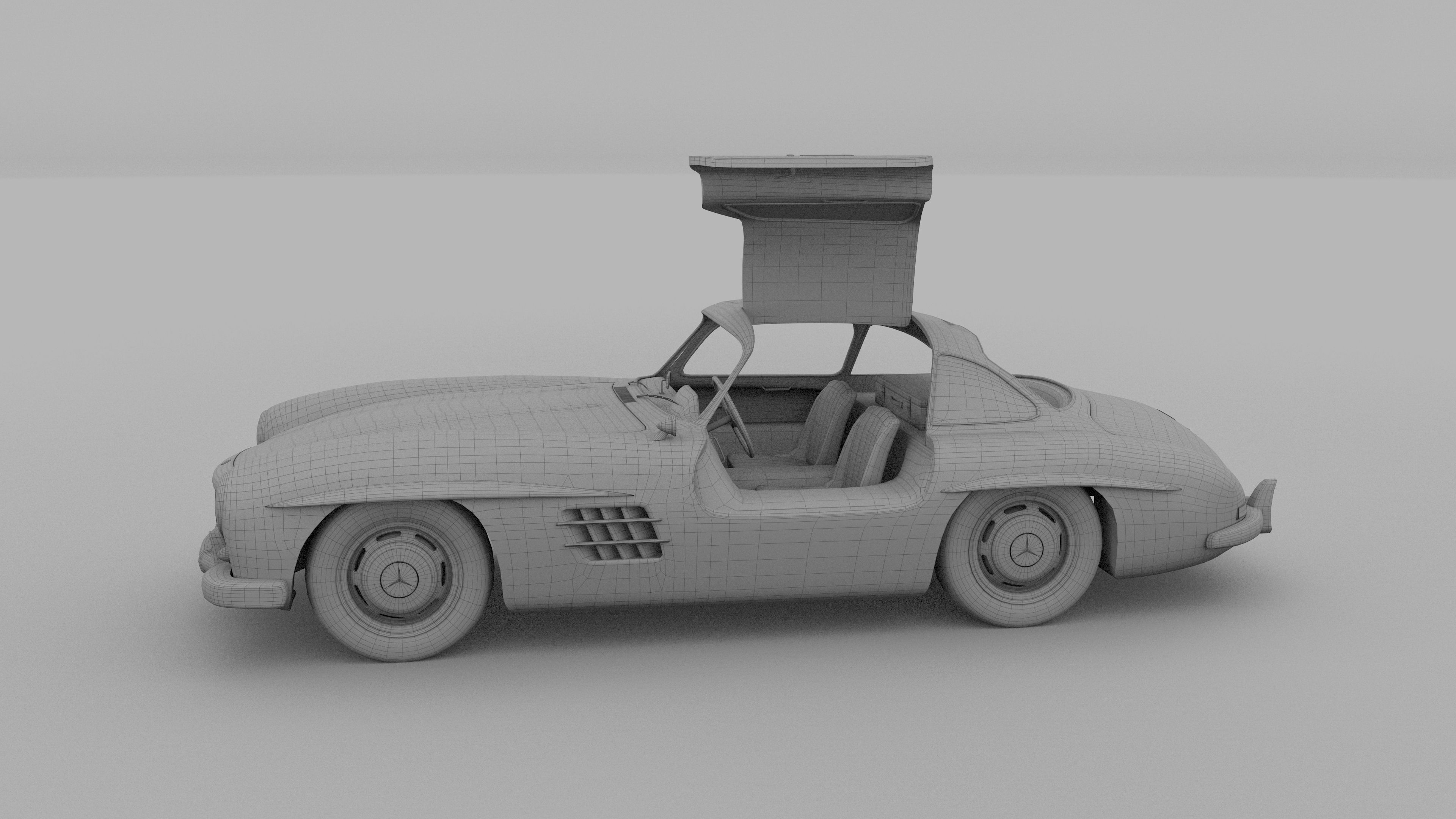 Rigged Mercedes 300SL Gullwing with Interior 3D model_30