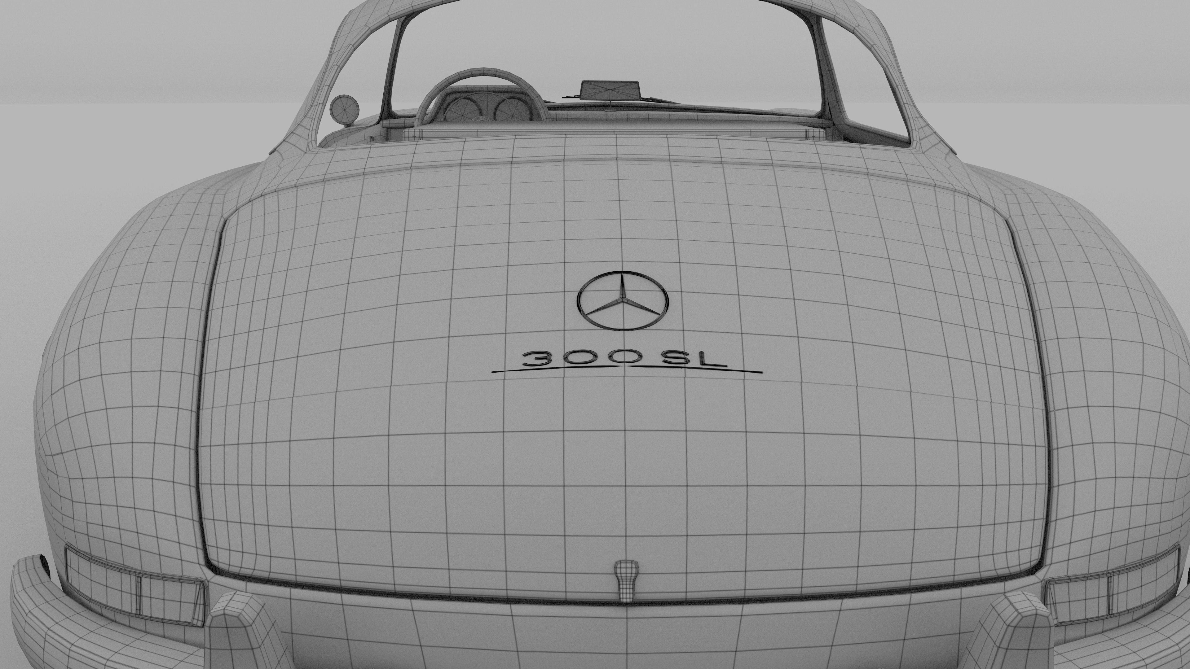 Rigged Mercedes 300SL Gullwing with Interior 3D model_34