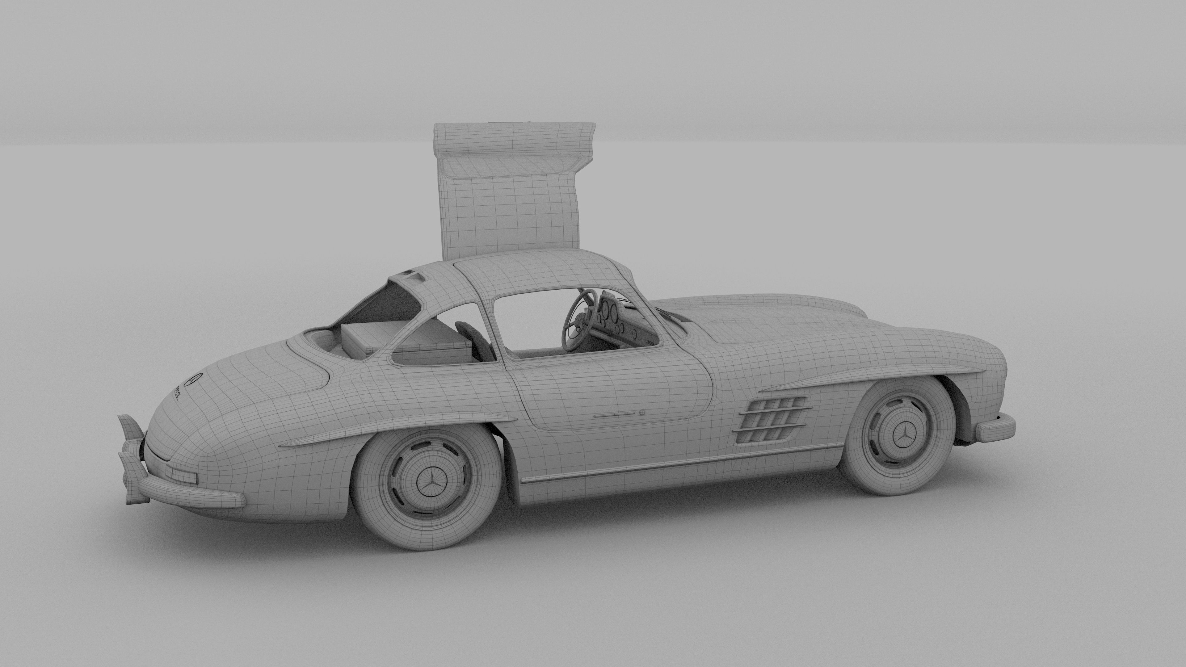 Rigged Mercedes 300SL Gullwing with Interior 3D model_26