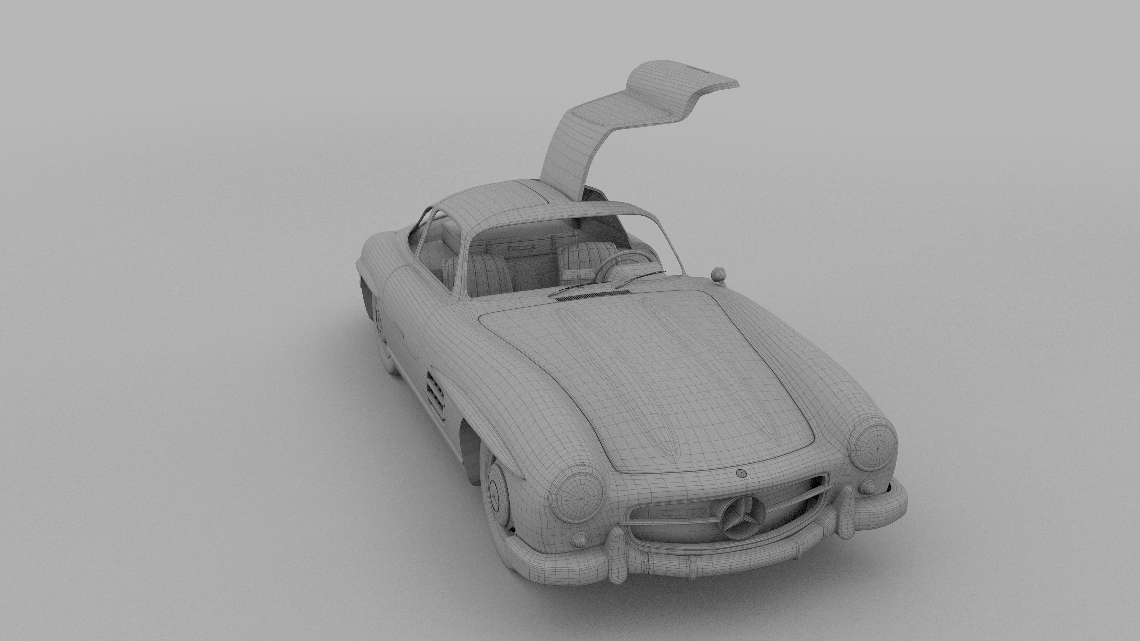 Rigged Mercedes 300SL Gullwing with Interior 3D model_27