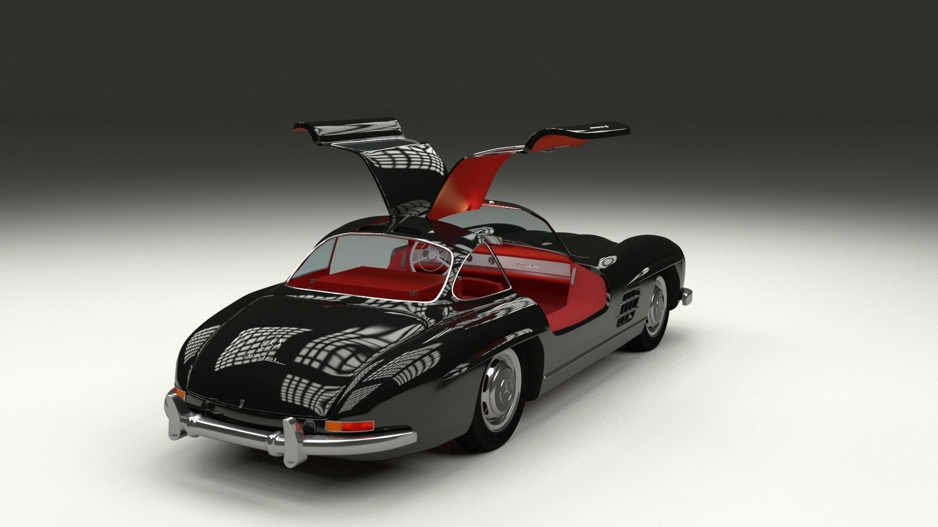 Rigged Mercedes 300SL Gullwing with Interior 3D model_7
