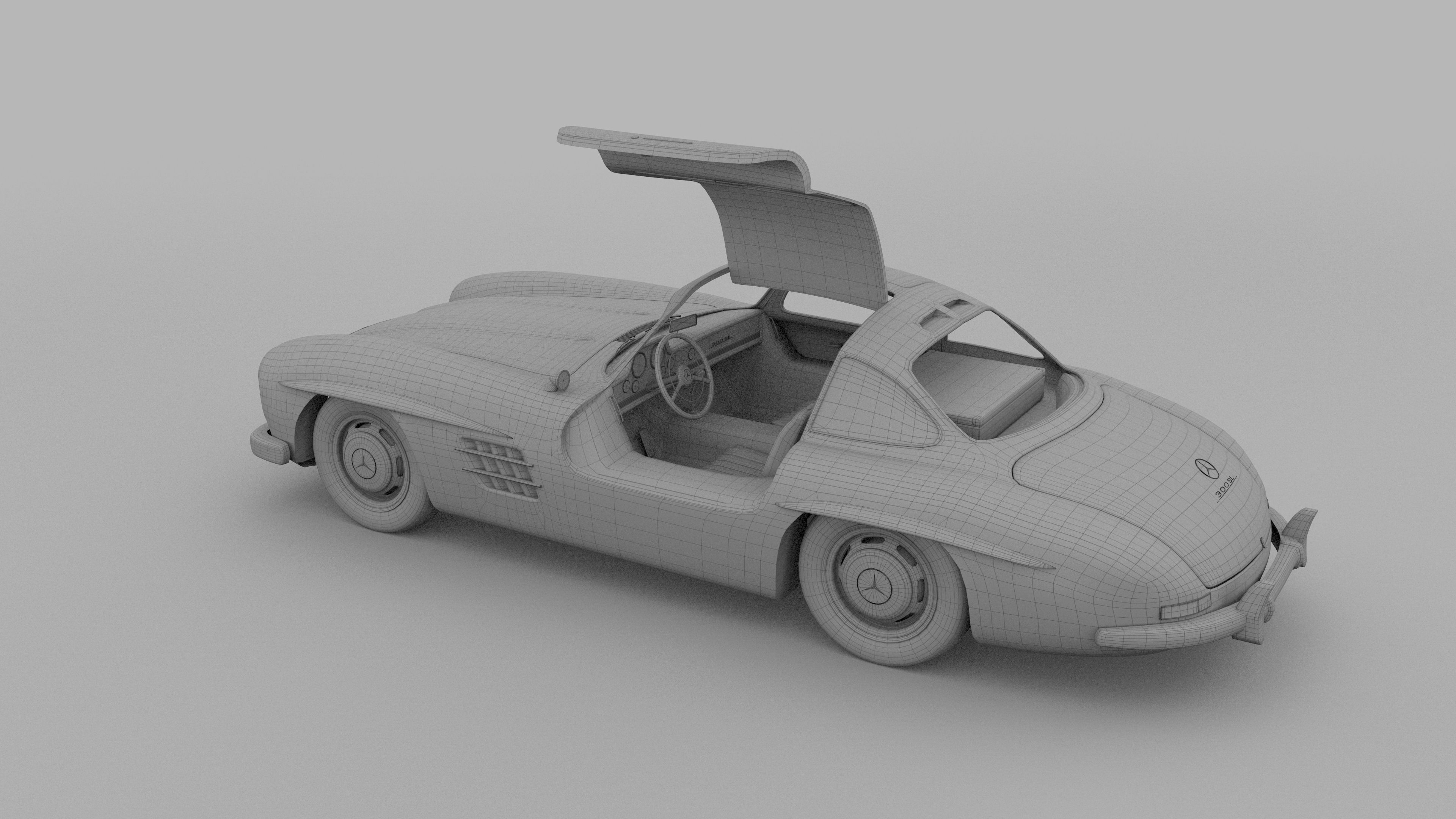 Rigged Mercedes 300SL Gullwing with Interior 3D model_42