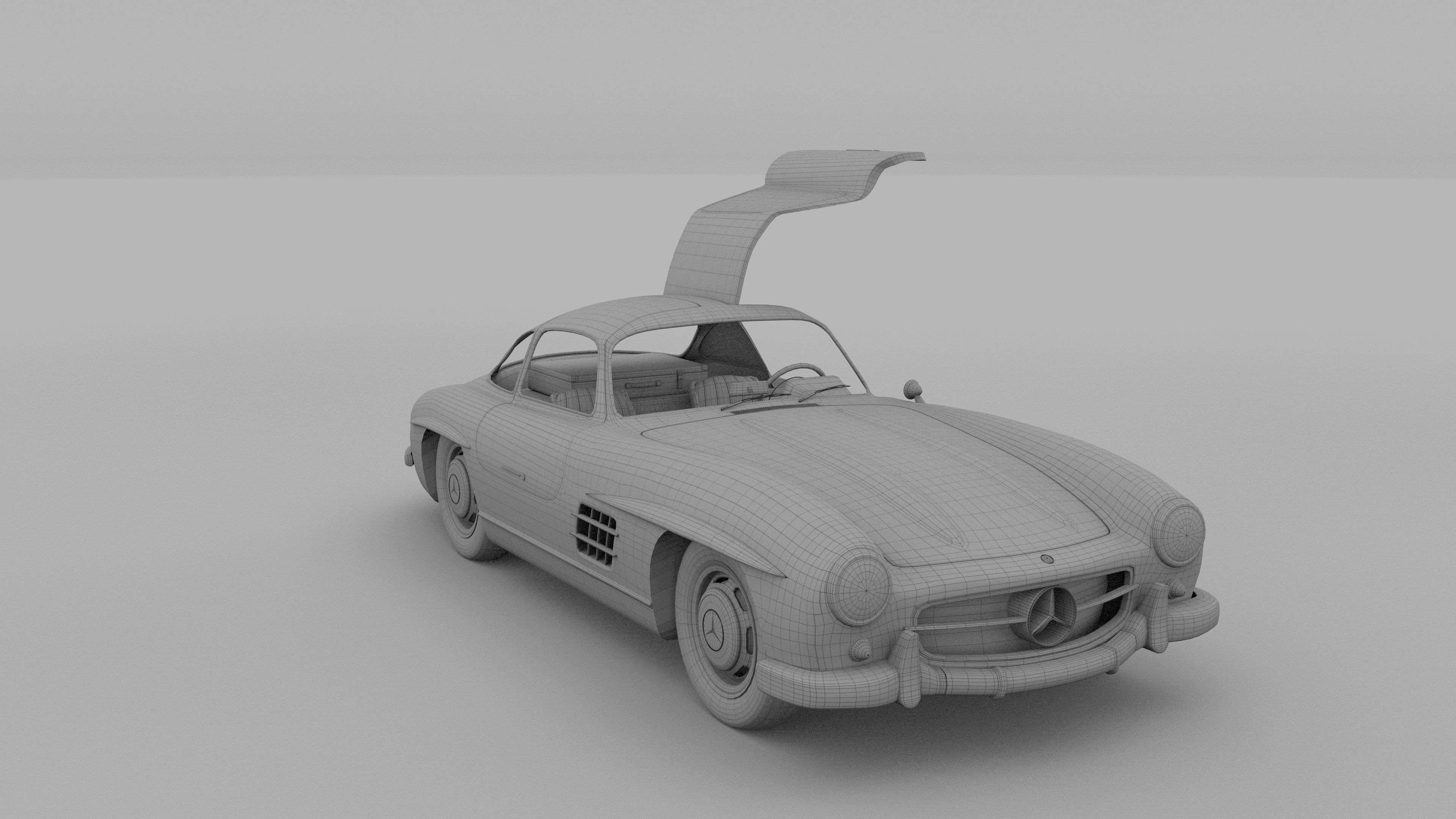 Rigged Mercedes 300SL Gullwing with Interior 3D model_45