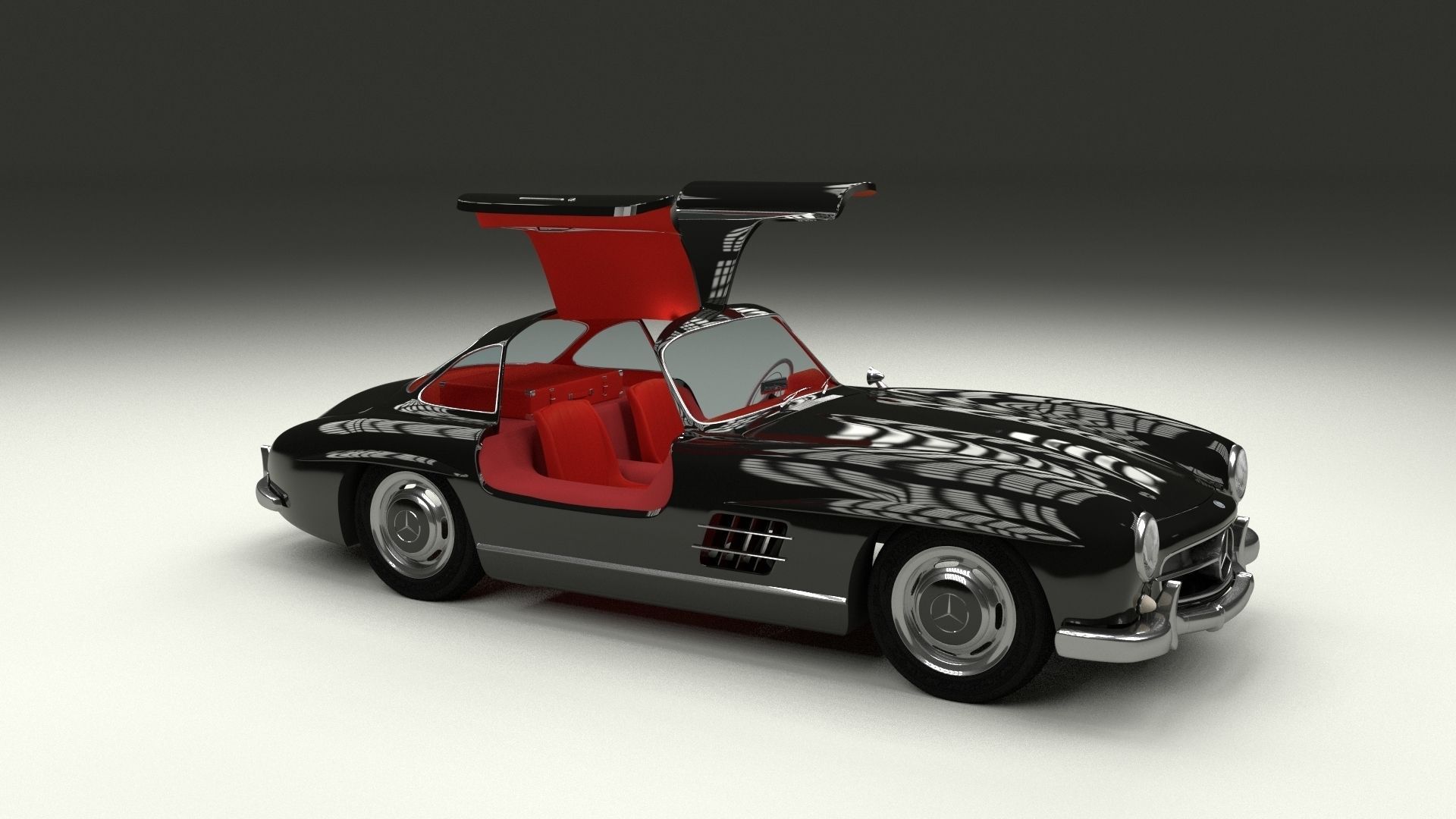 Rigged Mercedes 300SL Gullwing with Interior 3D model_17