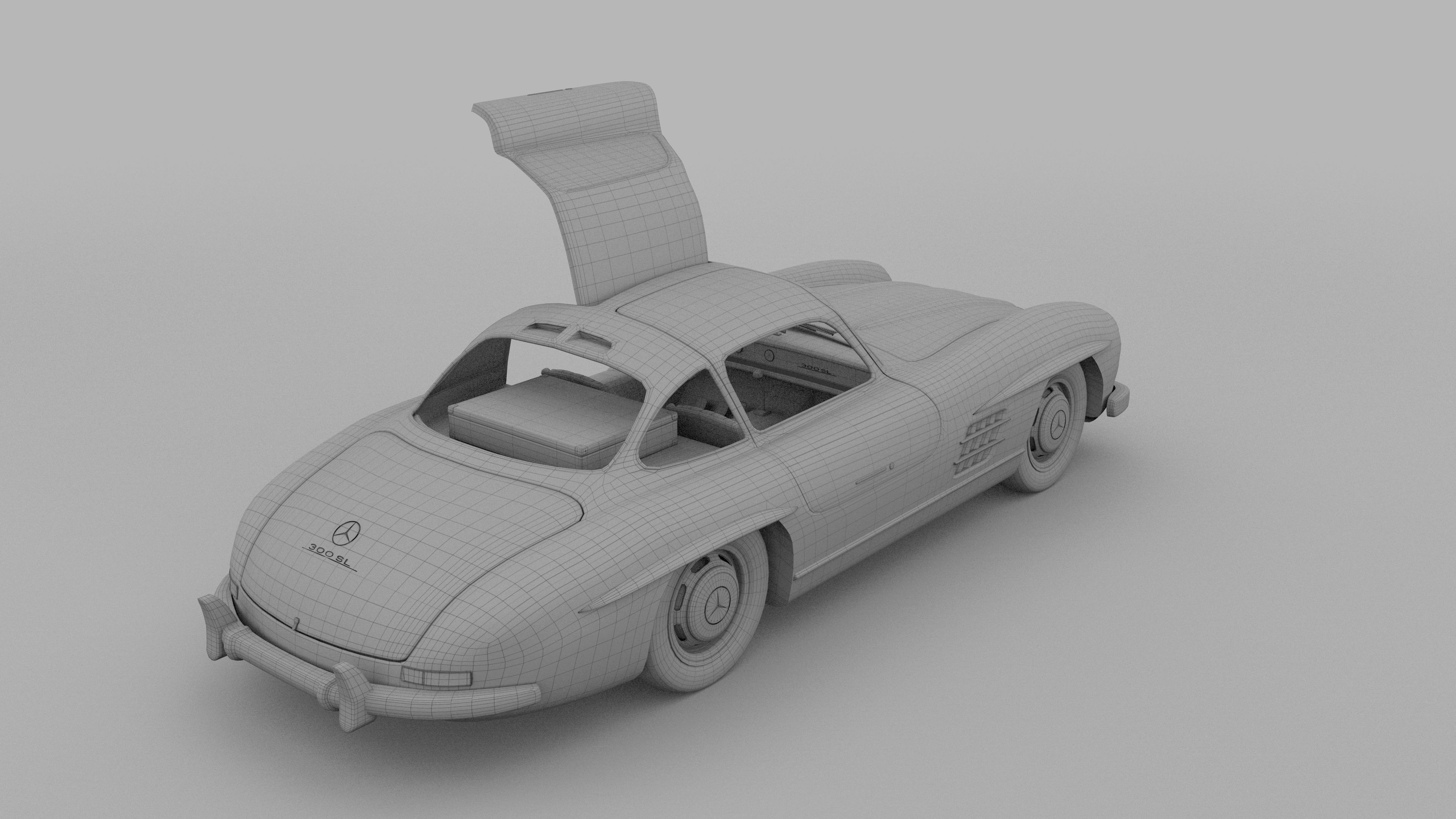 Rigged Mercedes 300SL Gullwing with Interior 3D model_32