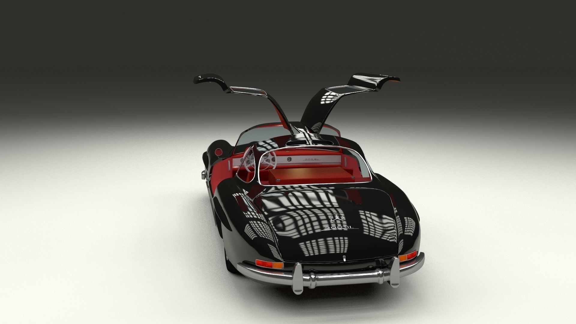 Rigged Mercedes 300SL Gullwing with Interior 3D model_12