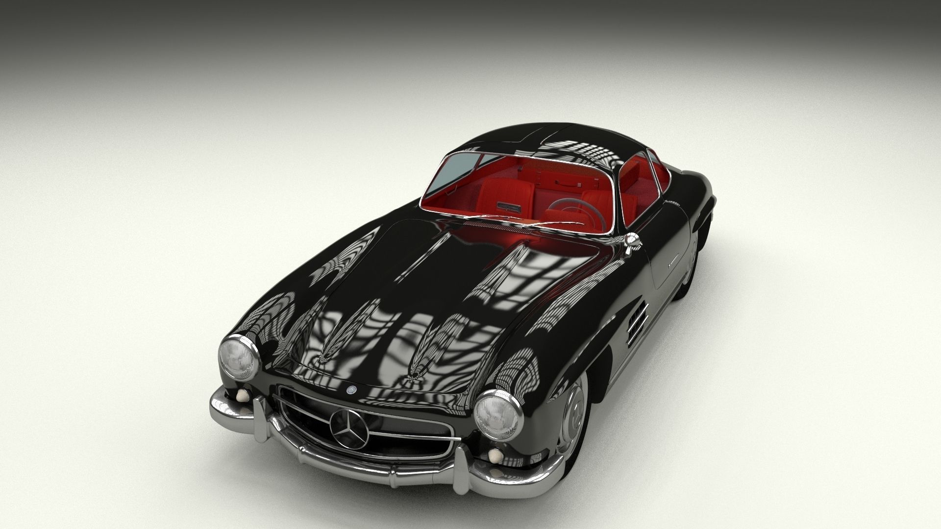 Rigged Mercedes 300SL Gullwing with Interior 3D model_8