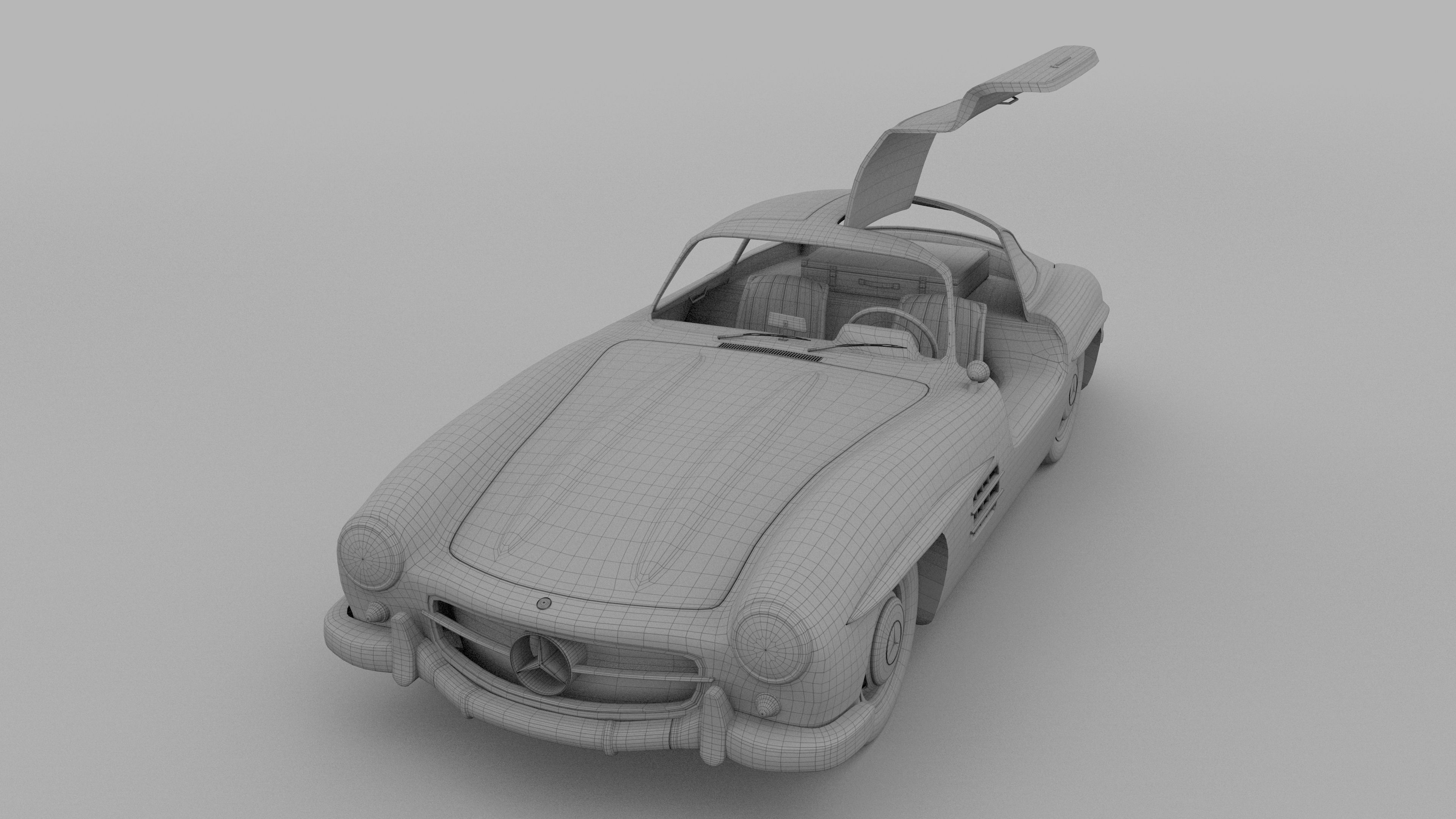 Rigged Mercedes 300SL Gullwing with Interior 3D model_41