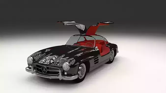 Rigged Mercedes 300SL Gullwing with Interior 3D model
