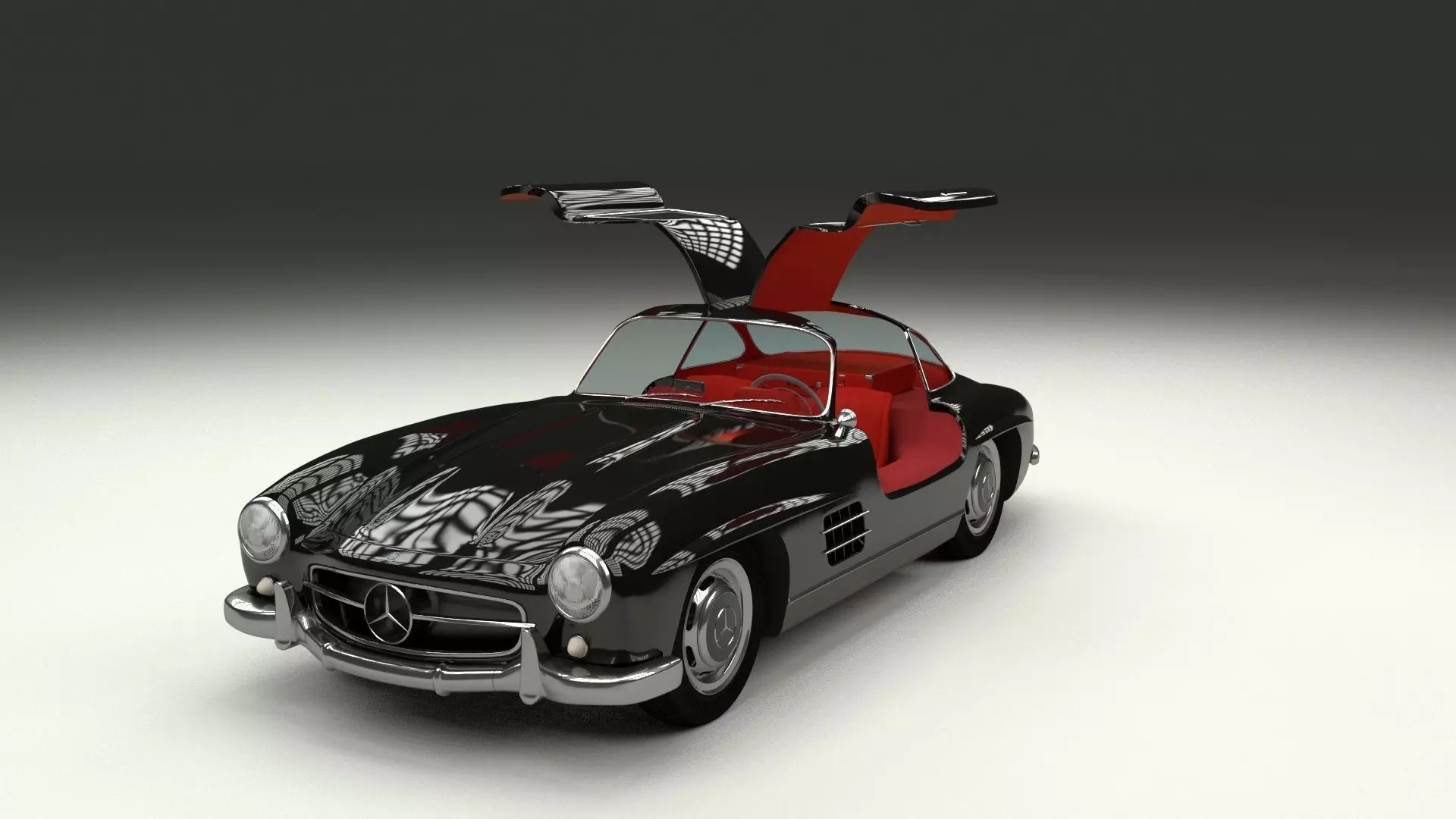 Rigged Mercedes 300SL Gullwing with Interior 3D model_0