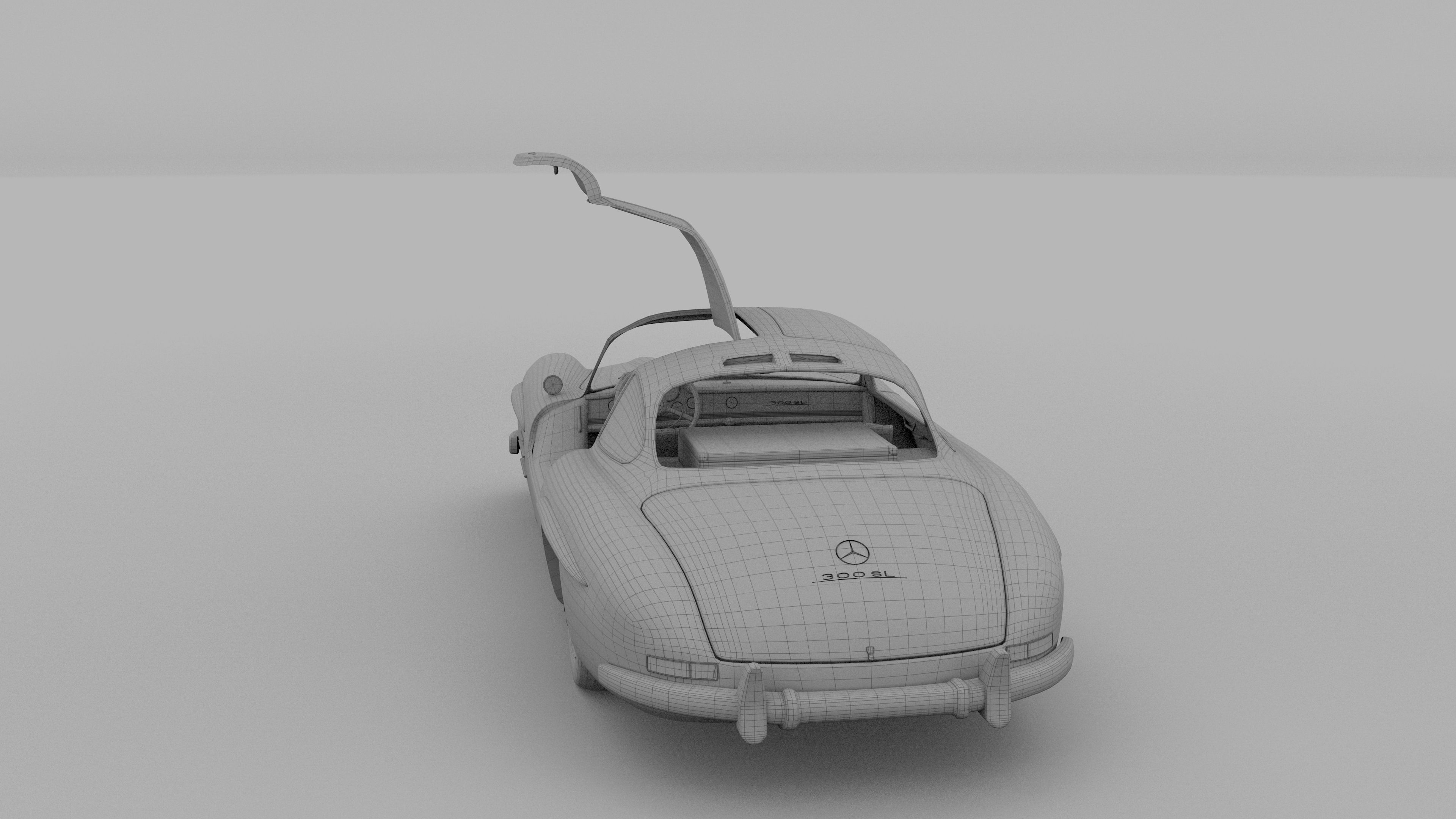 Rigged Mercedes 300SL Gullwing with Interior 3D model_44