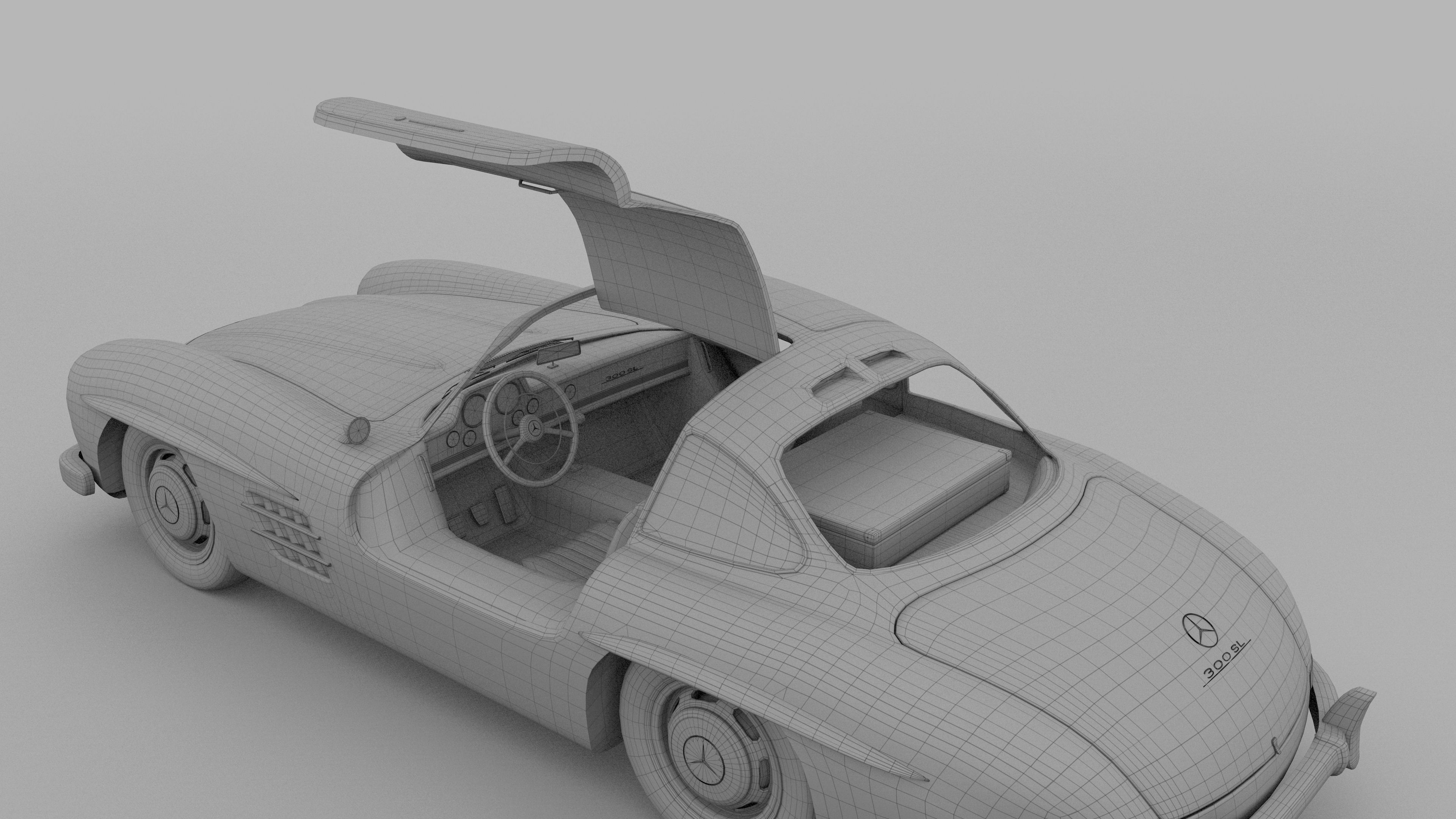 Rigged Mercedes 300SL Gullwing with Interior 3D model_38