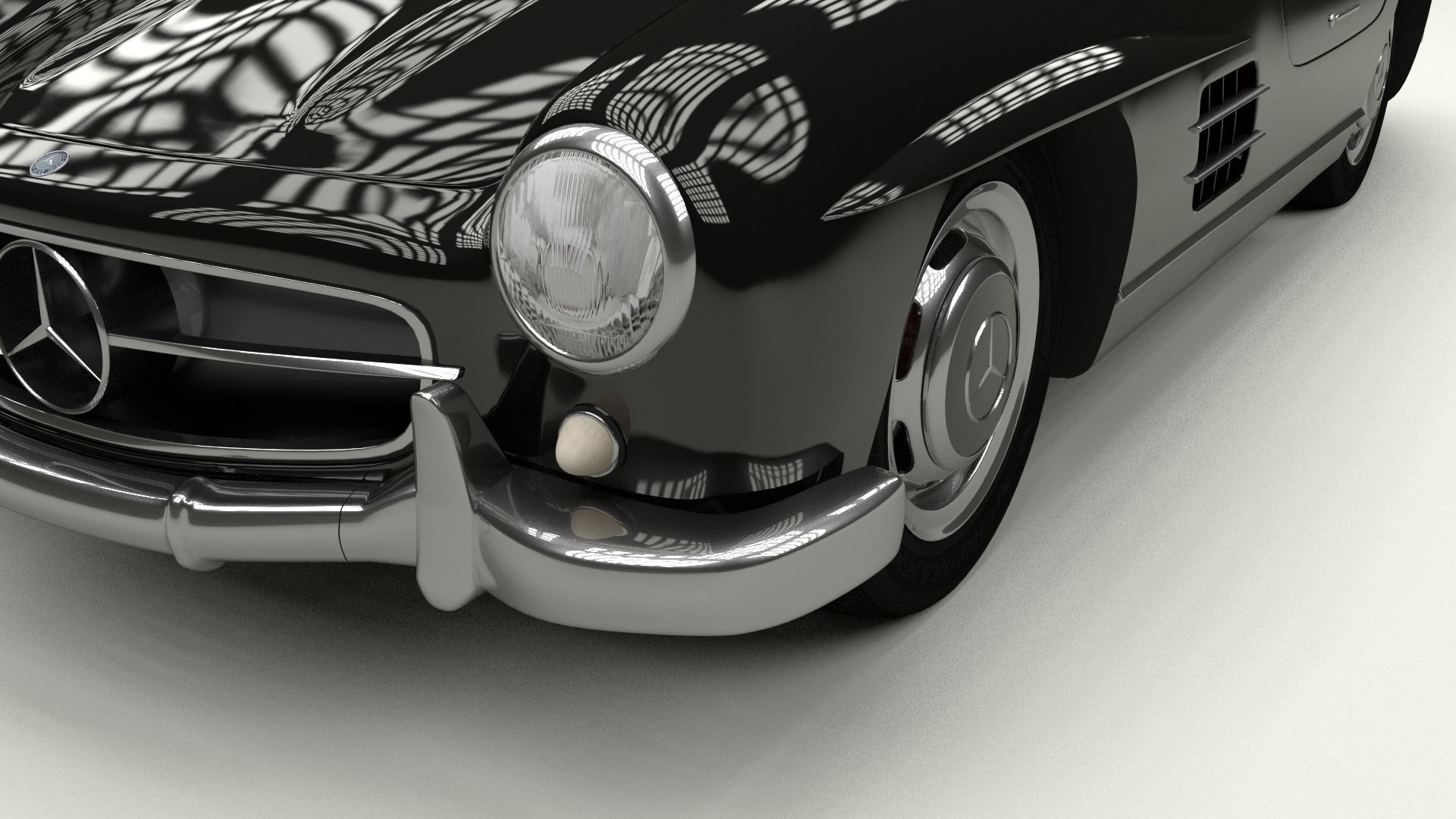 Rigged Mercedes 300SL Gullwing with Interior 3D model_10