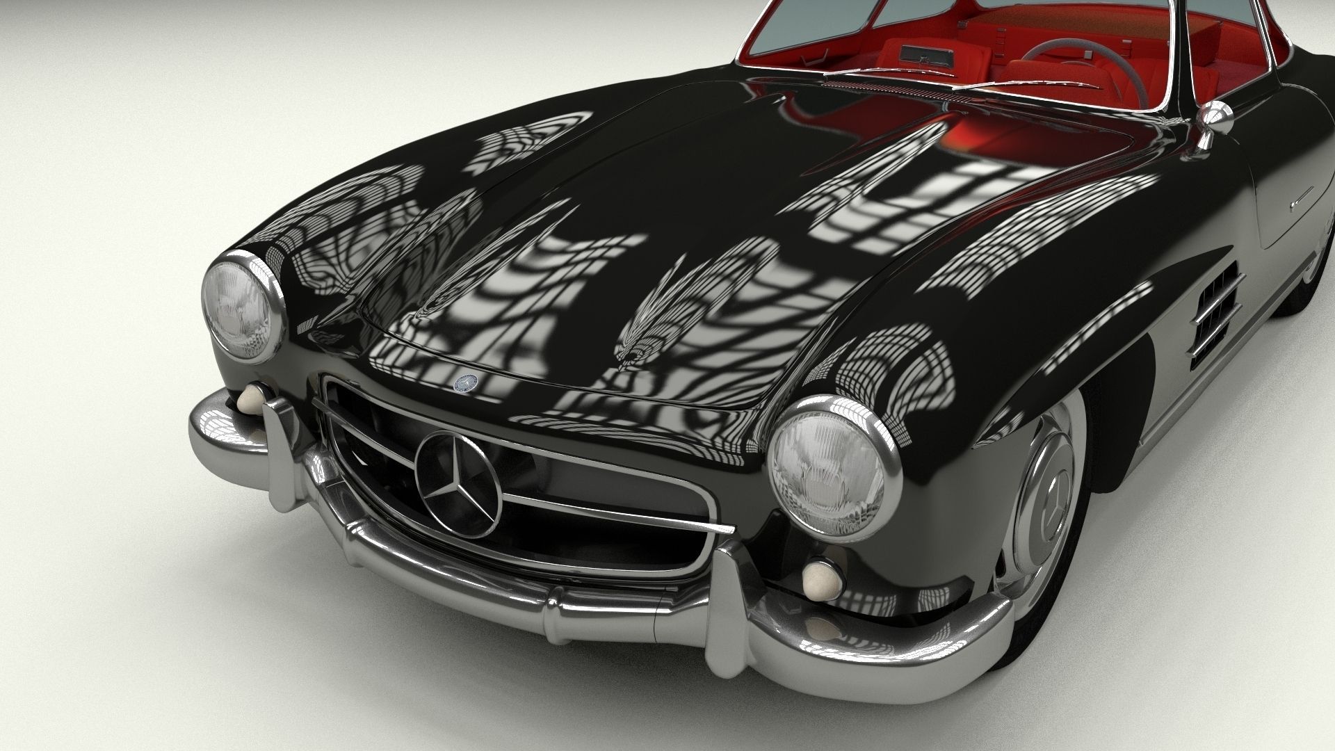 Rigged Mercedes 300SL Gullwing with Interior 3D model_2