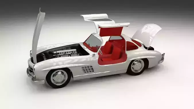 Fully Modelled Rigged Mercedes 300SL Gullwing 3D model