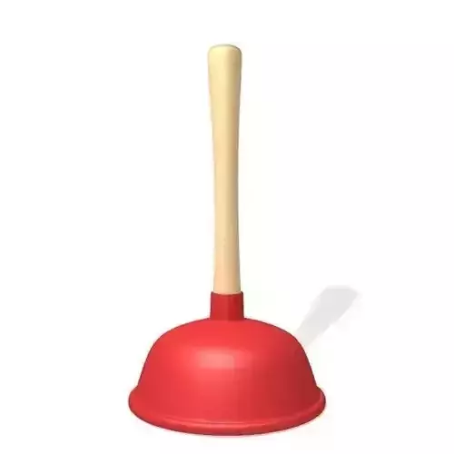 Plunger bowl with wooden handle Low-poly 3D model