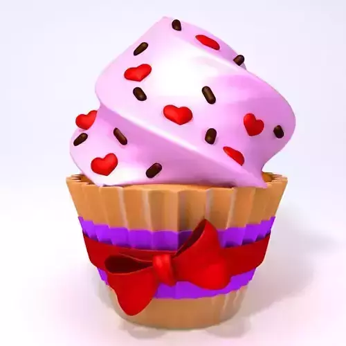 Valentine Day Cupcake 3D model