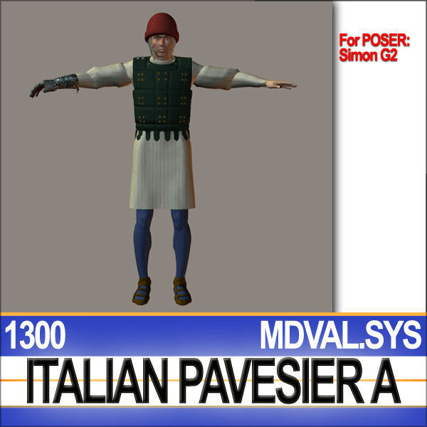 Italian Pavesier Soldier Props 1300 Poser Daz 3D model_26