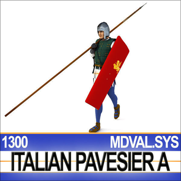 Italian Pavesier Soldier Props 1300 Poser Daz 3D model_3