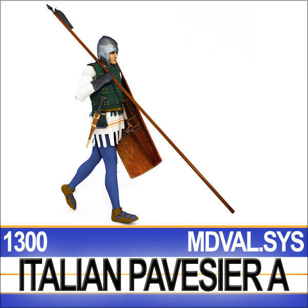 Italian Pavesier Soldier Props 1300 Poser Daz 3D model_6